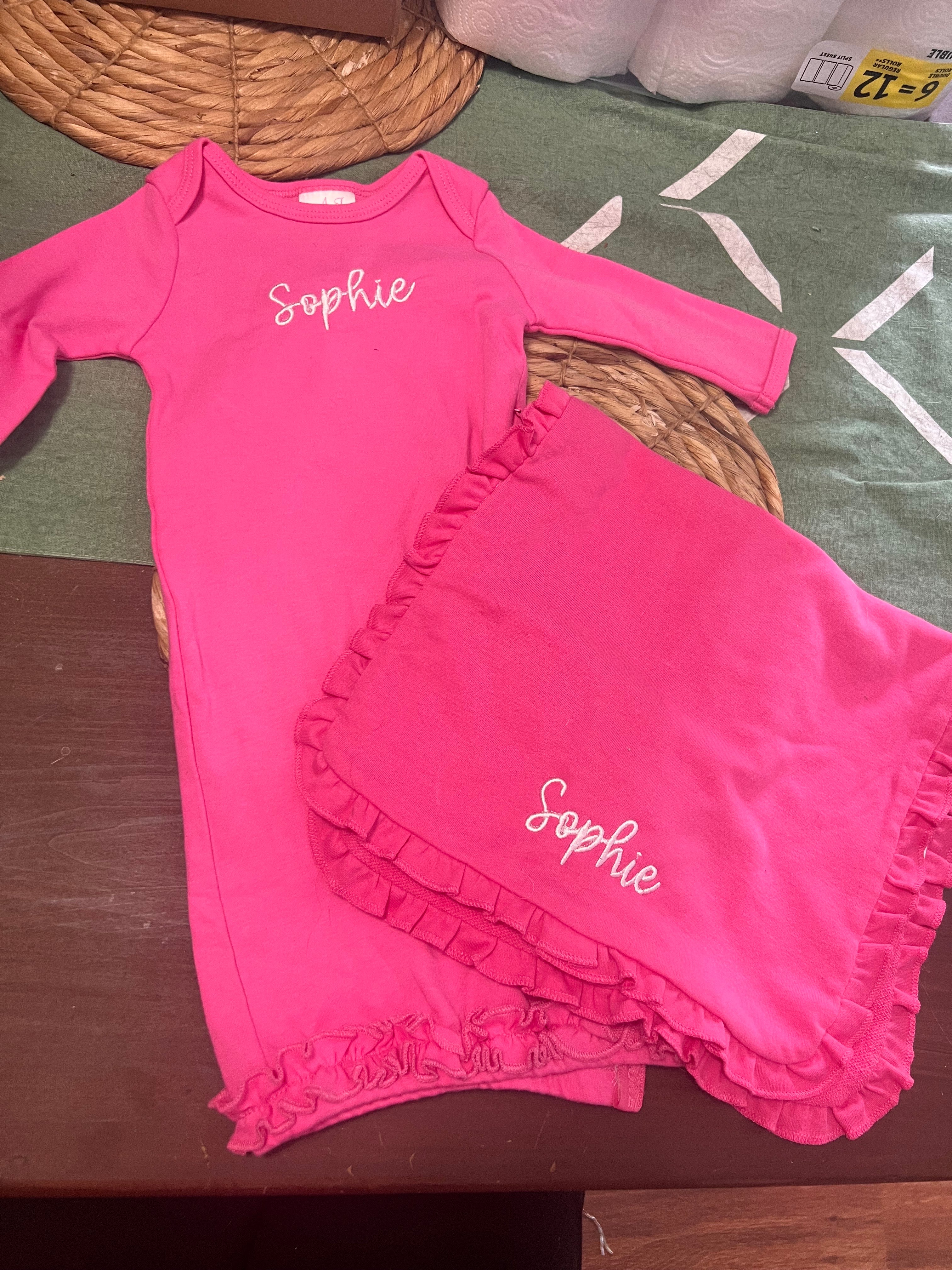 Ruffle Long Sleeve Baby Gown
